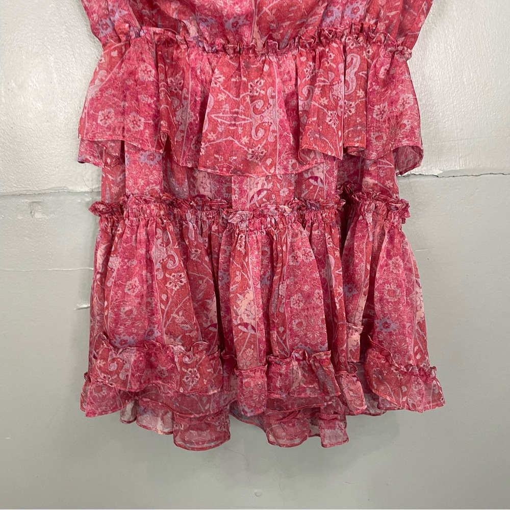 Misa Lilian Dress Mini Ruffle Pink Floral in Washed Rose Size Small NWT - Picture 4 of 9